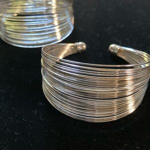 925 Silver plated wired cuff bracelet Adjustable 1.25 - 1.50” wide
